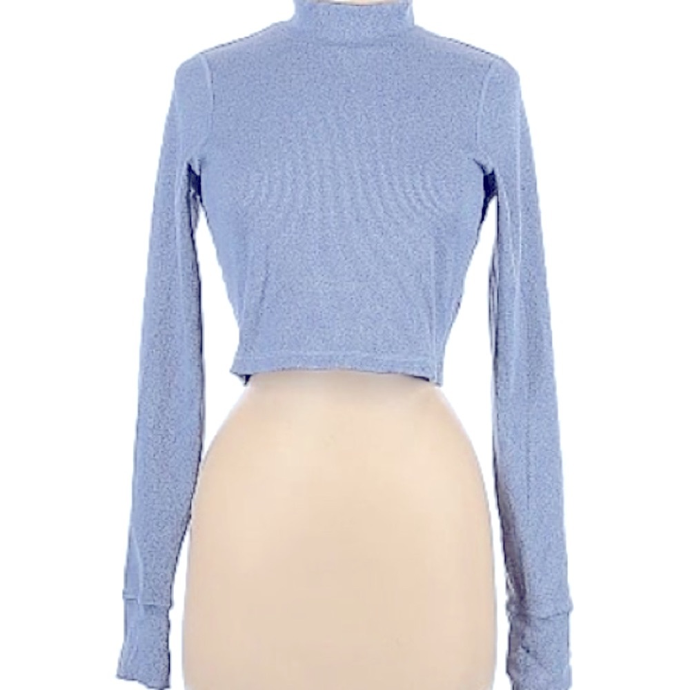 OFFLINE By Aerie Blue Crop Long Sleeve Top